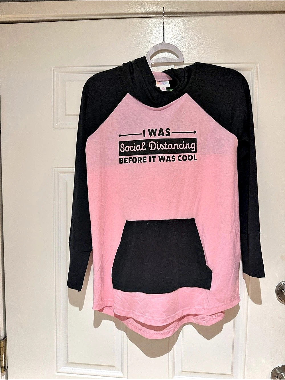 Socially Distant Social Distancing Before It Was Cool Color Block Hoodie Size